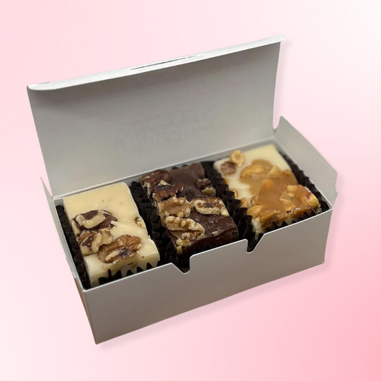 Handcrafted Gourmet Fudge-Nut Lover's Gift Box- -3 piece gift box